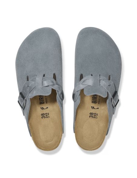 MULES BOSTON BRAIDED SUEDE GRIS BASALT GRAY