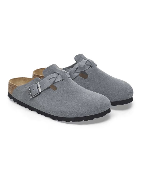 MULES BOSTON BRAIDED SUEDE BASALT GRAY