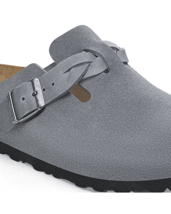 MULES BOSTON BRAIDED SUEDE GRIS BASALT GRAY