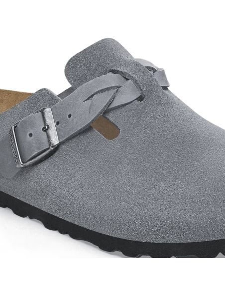 MULES BOSTON BRAIDED SUEDE GRIS BASALT GRAY
