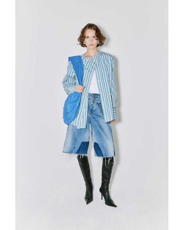 CHEMISE CHAIM A RAYURES JAUNE CLAIR ET BLEUES 2