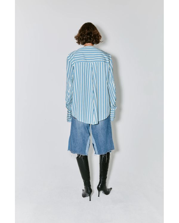 CHEMISE CHAIM A RAYURES JAUNE CLAIR ET BLEUES