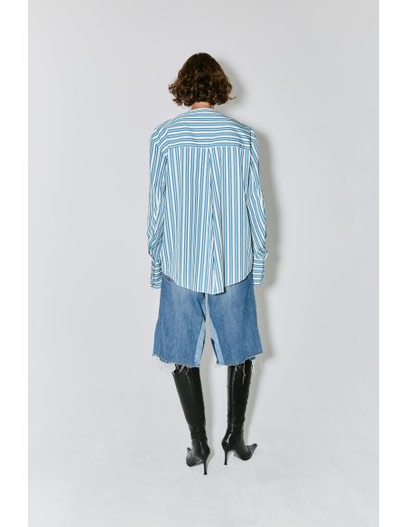 CHEMISE CHAIM A RAYURES JAUNE CLAIR ET BLEUES