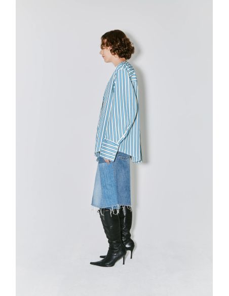 CHEMISE CHAIM A RAYURES JAUNE CLAIR ET BLEUES
