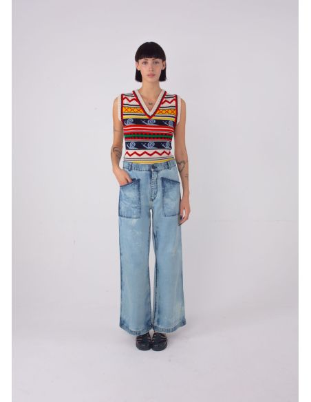 GILET PULL COL EN V POUSSIÈRE D'ÉTOILE
