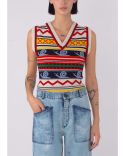 GILET PULL COL EN V POUSSIÈRE D'ÉTOILE