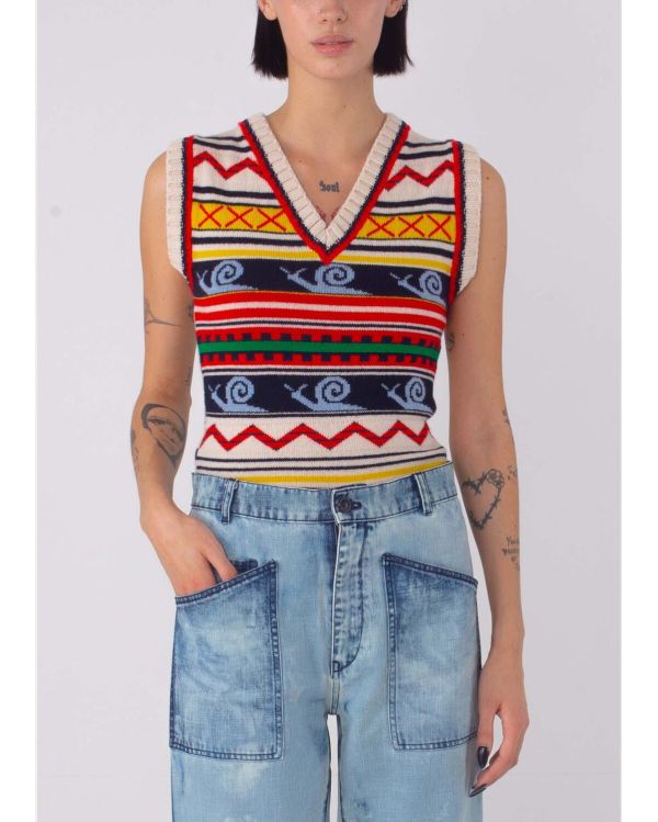 GILET PULL COL EN V POUSSIÈRE D'ÉTOILE