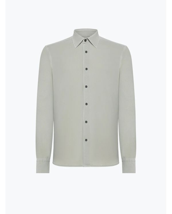 CHEMISE TECHNO WASH PIQUE VERT SAUGE