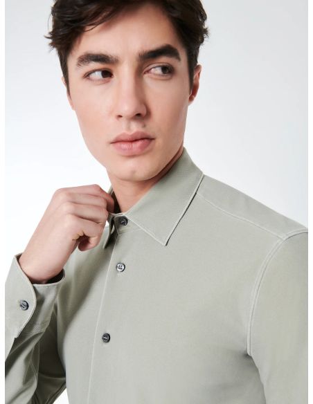 TECHNO WASH PIQUE SHIRT SAGE GREEN