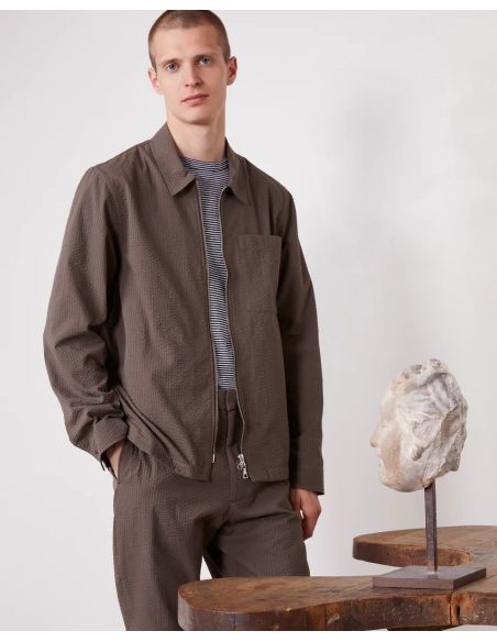 SURCHEMISE MALO JAP COTTON SEERSUCKER HOMME TAUPE