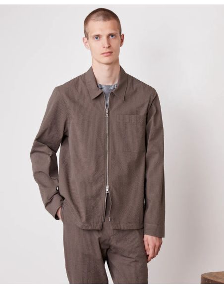 SURCHEMISE MALO JAP COTTON SEERSUCKER HOMME TAUPE