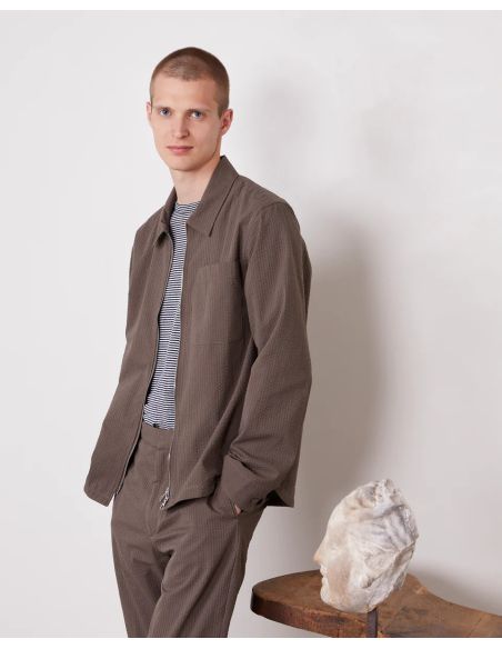 SURCHEMISE MALO JAP COTTON SEERSUCKER HOMME TAUPE