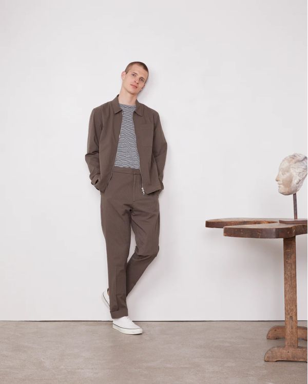 SURCHEMISE MALO JAP COTTON SEERSUCKER HOMME TAUPE