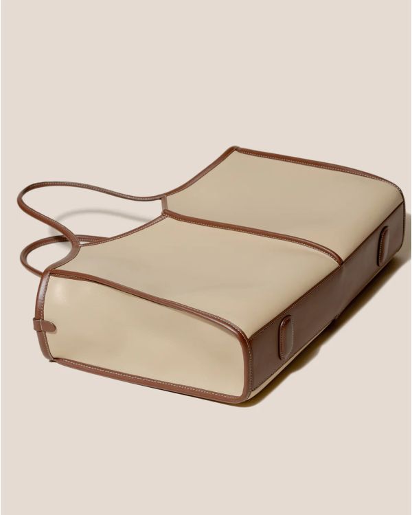 MEDIUM SQUARE SHAPED TOTE BAG OAT CHESTNUT