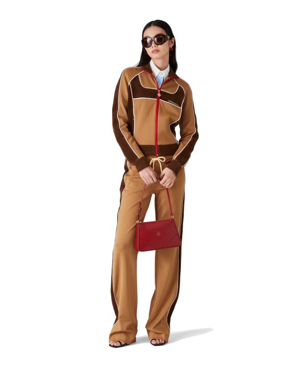 CHENILLE PANELLED TRACK JACKET BROWN