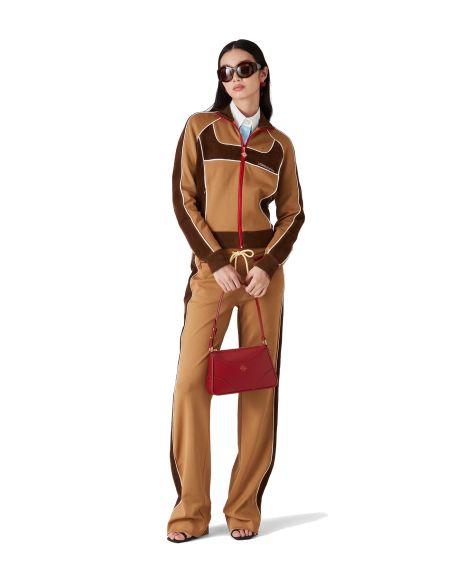 VESTE DE SURVÊTEMENT À PANNEAUX EN CHENILLE BRUN