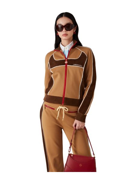 VESTE DE SURVÊTEMENT À PANNEAUX EN CHENILLE BRUN