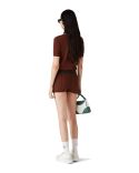 CABLE KNIT POLO SHIRT BROWN