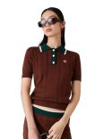 CABLE KNIT POLO SHIRT BROWN