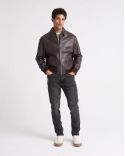 VESTE EN CUIR AVIATEUR MARRON