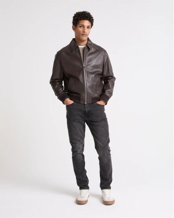 BROWN AVIATOR LEATHER JACKET