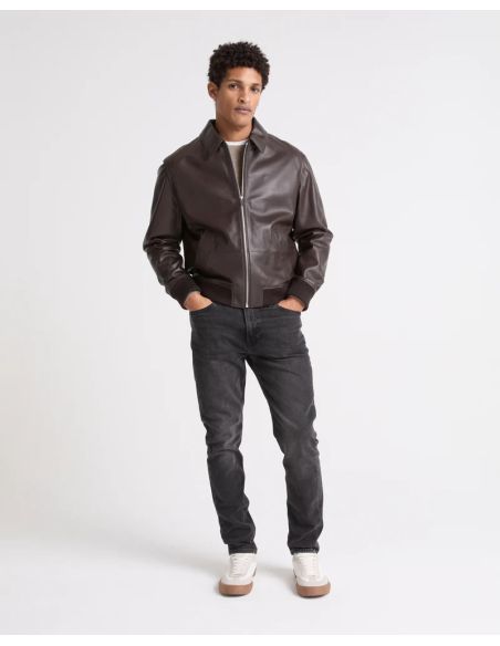 BROWN AVIATOR LEATHER JACKET