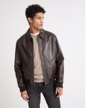 VESTE EN CUIR AVIATEUR MARRON