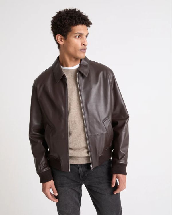 BROWN AVIATOR LEATHER JACKET 2