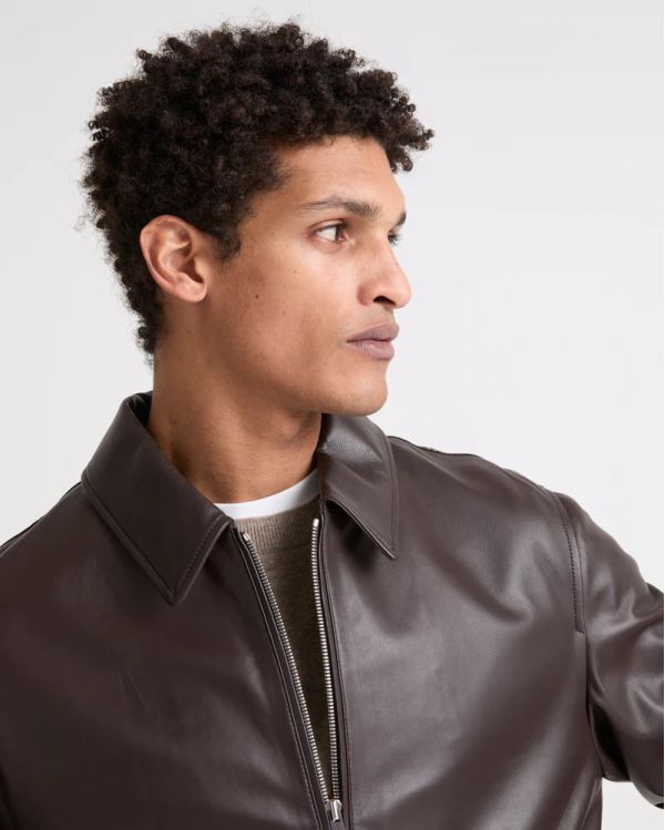VESTE EN CUIR AVIATEUR MARRON