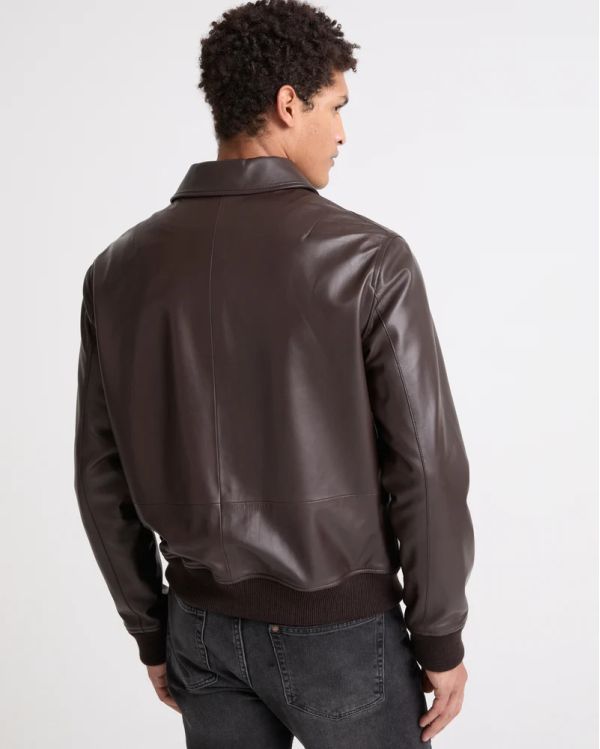 BROWN AVIATOR LEATHER JACKET
