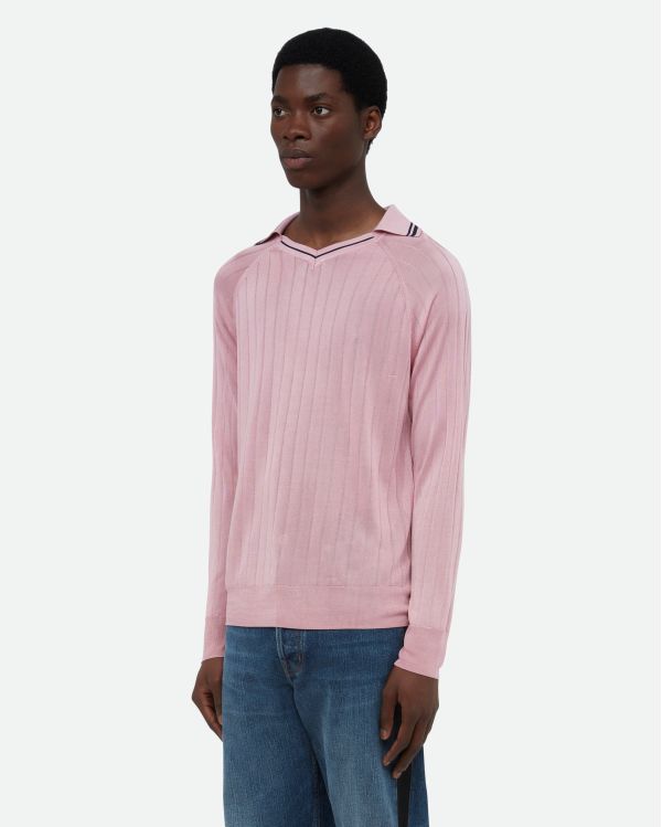 PINK AND BLUE ROOTS POLO SHIRT