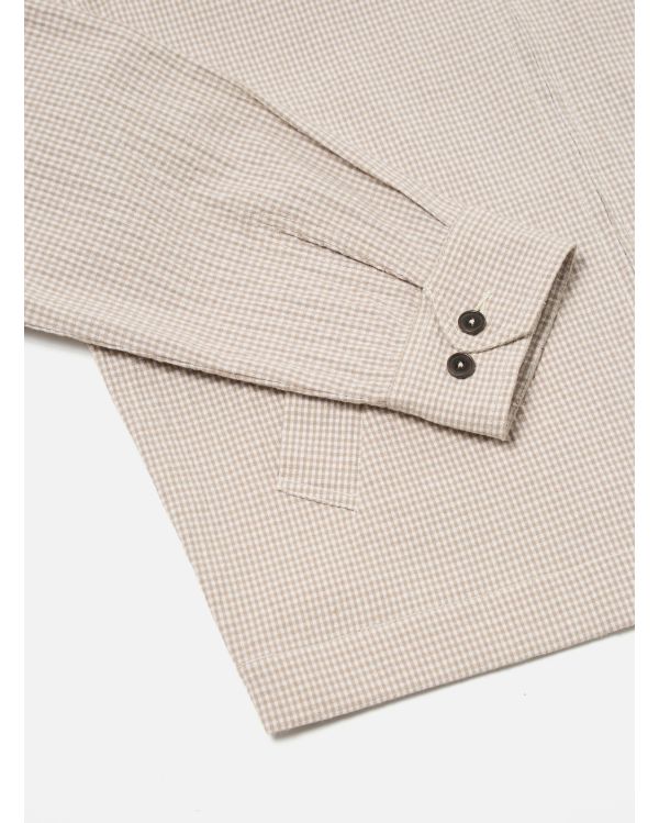 ECRU CHECKED WINDBREAKER JACKET