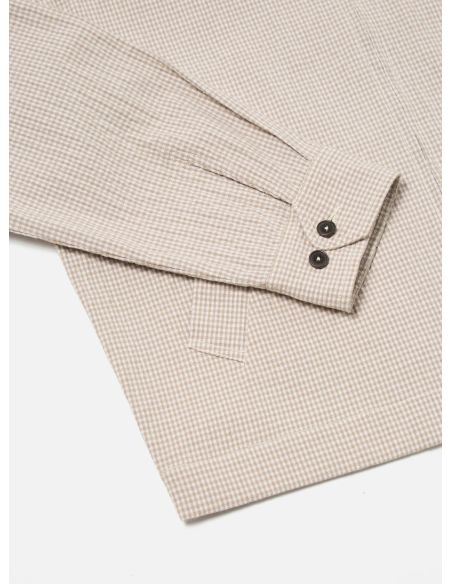 ECRU CHECKED WINDBREAKER JACKET
