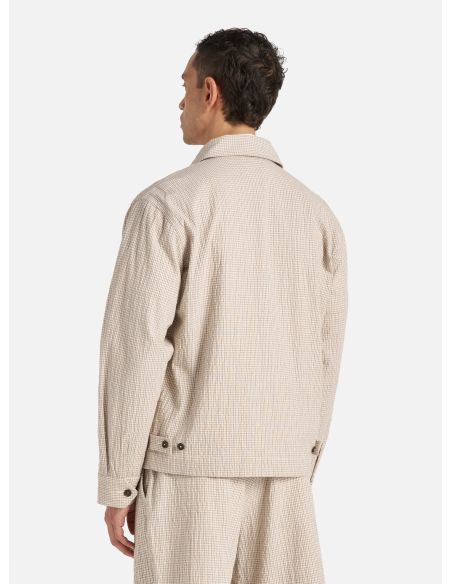 VESTE COUPE-VENT A CARREAUX ECRU