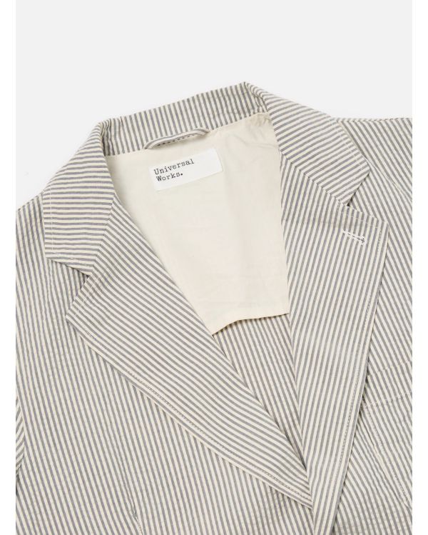 TWO BUTTON GREY STRIPED DERBY JACKET