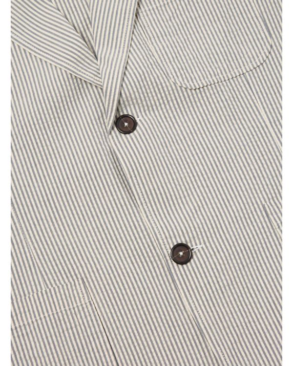 TWO BUTTON GREY STRIPED DERBY JACKET