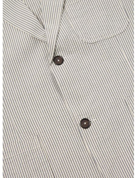 TWO BUTTON GREY STRIPED DERBY JACKET