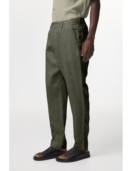 CROCODILE GREEN LINEN TROUSERS