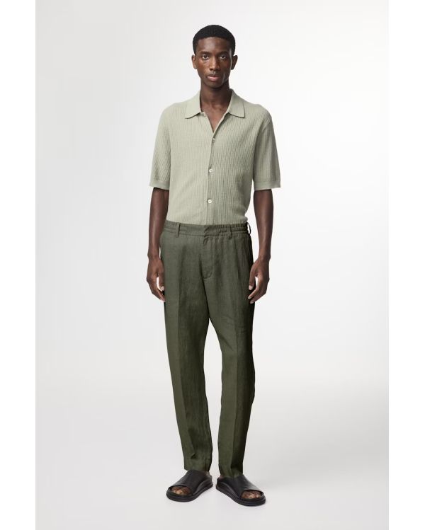 PANTALON EN LIN VERT CROCODILE 2