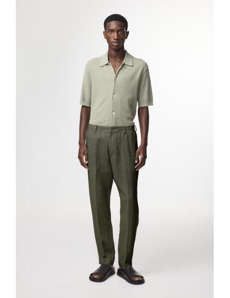CROCODILE GREEN LINEN TROUSERS