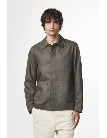CROCODILE GREEN LINEN OVERSHIRT