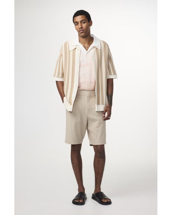 SHORT BILLIE EN LIN MÉLANGÉ OATMEAL
