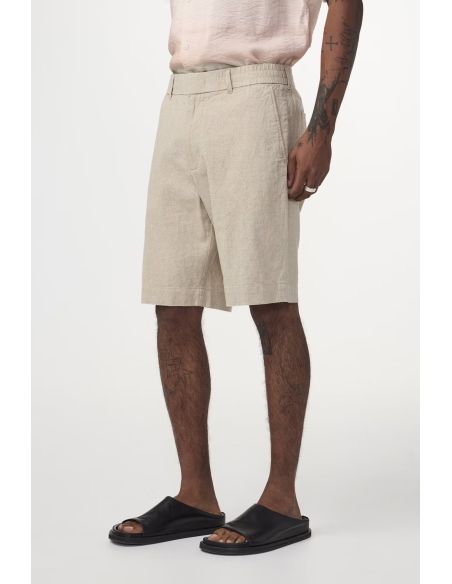 SHORT BILLIE EN LIN MÉLANGÉ OATMEAL