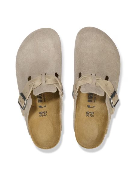 MULES BOSTON BRAIDED SUÈDE LEVE TAUPE