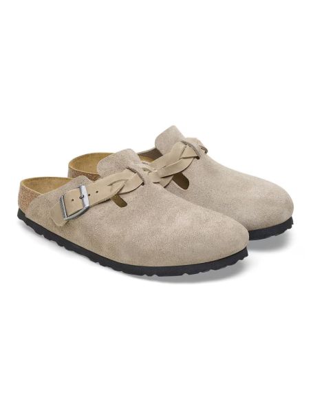 MULES BOSTON BRAIDED SUÈDE LEVE TAUPE
