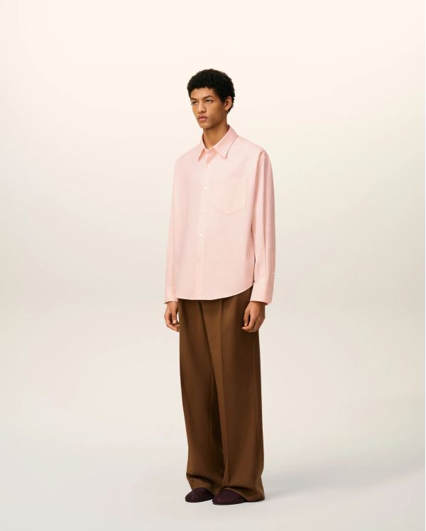 POWDER PINK SHIRT BOXY EMBOSSED