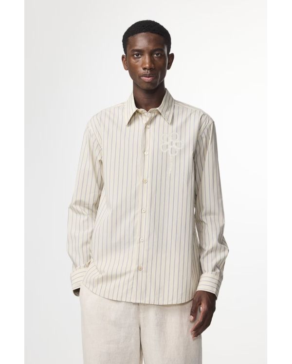 QUINSY COTTON SHIRT KHAKI STRIPE