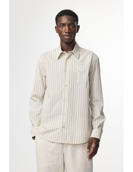CHEMISE ANGINE EN COTON RAYURES KAKI