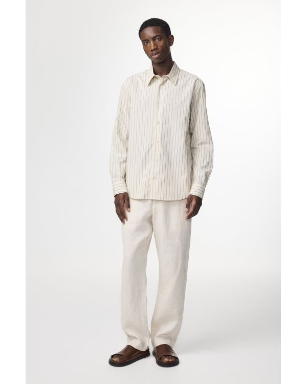 QUINSY COTTON SHIRT KHAKI STRIPE 2