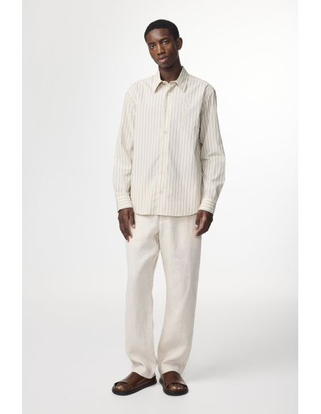 CHEMISE ANGINE EN COTON RAYURES KAKI